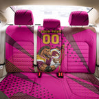 Custom Rugby Broncos Back Car Seat Cover Muscular Horse Mascot With Flag In Pink