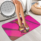 Custom Rugby Broncos Bathroom Set Muscular Horse Mascot With Flag In Pink