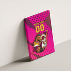 Custom Rugby Broncos Canvas Wall Art Muscular Horse Mascot With Flag In Pink