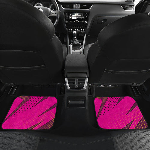 Custom Rugby Broncos Car Mats Muscular Horse Mascot With Flag In Pink