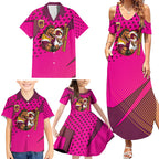 Custom Rugby Broncos Family Matching Summer Maxi Dress and Hawaiian Shirt Muscular Horse Mascot With Flag In Pink