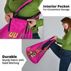 Custom Rugby Broncos Grocery Bag Muscular Horse Mascot With Flag In Pink