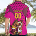 Custom Rugby Broncos Hawaiian Shirt Muscular Horse Mascot With Flag In Pink