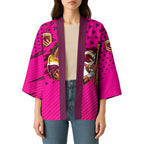 Custom Rugby Broncos Kimono Muscular Horse Mascot With Flag In Pink