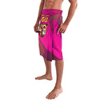 Custom Rugby Broncos Lavalava Muscular Horse Mascot With Flag In Pink