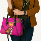 Custom Rugby Broncos Leather Bag Muscular Horse Mascot With Flag In Pink