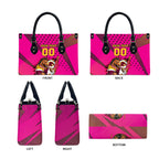 Custom Rugby Broncos Leather Bag Muscular Horse Mascot With Flag In Pink