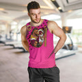 Custom Rugby Broncos Men Tank Top Muscular Horse Mascot With Flag In Pink