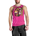 Custom Rugby Broncos Men Tank Top Muscular Horse Mascot With Flag In Pink