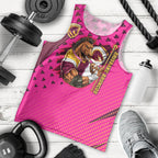 Custom Rugby Broncos Men Tank Top Muscular Horse Mascot With Flag In Pink
