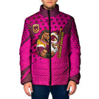 Custom Rugby Broncos Padded Jacket Muscular Horse Mascot With Flag In Pink