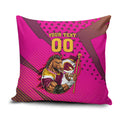 Custom Rugby Broncos Pillow Cover Muscular Horse Mascot With Flag In Pink
