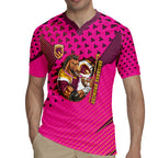 Custom Rugby Broncos Rugby Jersey Muscular Horse Mascot With Flag In Pink