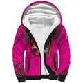Custom Rugby Broncos Sherpa Hoodie Muscular Horse Mascot With Flag In Pink
