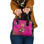 Custom Rugby Broncos Shoulder Handbag Muscular Horse Mascot With Flag In Pink