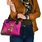 Custom Rugby Broncos Shoulder Handbag Muscular Horse Mascot With Flag In Pink