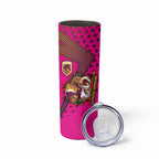 Custom Rugby Broncos Skinny Tumbler Muscular Horse Mascot With Flag In Pink
