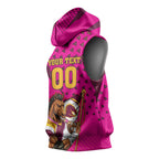 Custom Rugby Broncos Sleeveless Hoodie Muscular Horse Mascot With Flag In Pink