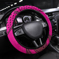 Rugby Broncos Steering Wheel Cover Muscular Horse Mascot With Flag In Pink