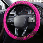Rugby Broncos Steering Wheel Cover Muscular Horse Mascot With Flag In Pink