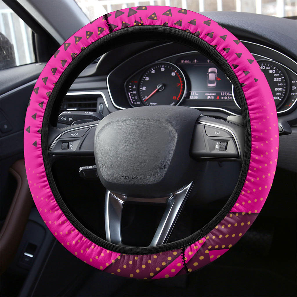 Rugby Broncos Steering Wheel Cover Muscular Horse Mascot With Flag In Pink