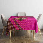 Custom Rugby Broncos Tablecloth Muscular Horse Mascot With Flag In Pink