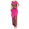 Custom Rugby Broncos Tank Maxi Dress Muscular Horse Mascot With Flag In Pink