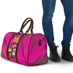 Custom Rugby Broncos Travel Bag Muscular Horse Mascot With Flag In Pink