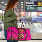 Custom Rugby Broncos Travel Bag Muscular Horse Mascot With Flag In Pink