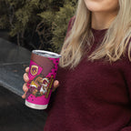 Custom Rugby Broncos Tumbler Cup Muscular Horse Mascot With Flag In Pink