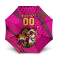 Custom Rugby Broncos Umbrella Muscular Horse Mascot With Flag In Pink
