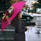 Custom Rugby Broncos Umbrella Muscular Horse Mascot With Flag In Pink