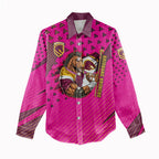 Custom Rugby Broncos Women Casual Shirt Muscular Horse Mascot With Flag In Pink
