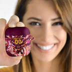 Personalised Brisbane Broncos Rugby AirPods Case Aboriginal Art Style Pink And Gold Patterned Graphics