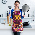 Personalised Brisbane Broncos Rugby Apron Aboriginal Art Style Pink And Gold Patterned Graphics