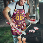 Personalised Brisbane Broncos Rugby Apron Aboriginal Art Style Pink And Gold Patterned Graphics