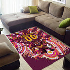 Personalised Brisbane Broncos Rugby Area Rug Aboriginal Art Style Pink And Gold Patterned Graphics