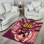 Personalised Brisbane Broncos Rugby Area Rug Aboriginal Art Style Pink And Gold Patterned Graphics
