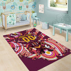 Personalised Brisbane Broncos Rugby Area Rug Aboriginal Art Style Pink And Gold Patterned Graphics