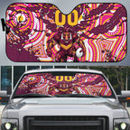 Personalised Brisbane Broncos Rugby Auto Sun Shade Aboriginal Art Style Pink And Gold Patterned Graphics