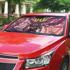 Personalised Brisbane Broncos Rugby Auto Sun Shade Aboriginal Art Style Pink And Gold Patterned Graphics