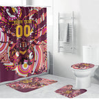 Personalised Brisbane Broncos Rugby Bathroom Set Aboriginal Art Style Pink And Gold Patterned Graphics