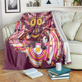 Personalised Brisbane Broncos Rugby Blanket Aboriginal Art Style Pink And Gold Patterned Graphics