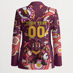 Personalised Brisbane Broncos Rugby Blazer Aboriginal Art Style Pink And Gold Patterned Graphics