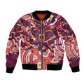 Personalised Brisbane Broncos Rugby Bomber Jacket Aboriginal Art Style Pink And Gold Patterned Graphics