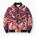 Personalised Brisbane Broncos Rugby Bomber Puffer Jacket Aboriginal Art Style Pink And Gold Patterned Graphics