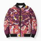 Personalised Brisbane Broncos Rugby Bomber Puffer Jacket Aboriginal Art Style Pink And Gold Patterned Graphics