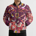 Personalised Brisbane Broncos Rugby Bomber Puffer Jacket Aboriginal Art Style Pink And Gold Patterned Graphics