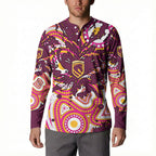 Personalised Brisbane Broncos Rugby Button Sweatshirt Aboriginal Art Style Pink And Gold Patterned Graphics