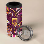 Personalised Brisbane Broncos Rugby 4 in 1 Can Cooler Tumbler Aboriginal Art Style Pink And Gold Patterned Graphics